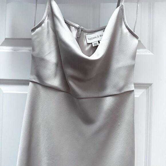 🩷HOST PICK🩷 SACHIN & BABI | Champagne Taupe Cowl-Neck Midi Slip Dress | Size 4 - Picture 4 of 12